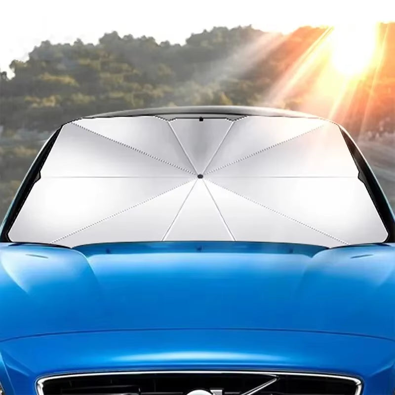 Pare-soleil de voiture en forme de parapluie pour pare-brise avant, pliable, type ombrelle, pour fenêtre de voiture, accessoires de protection solaire d’été.